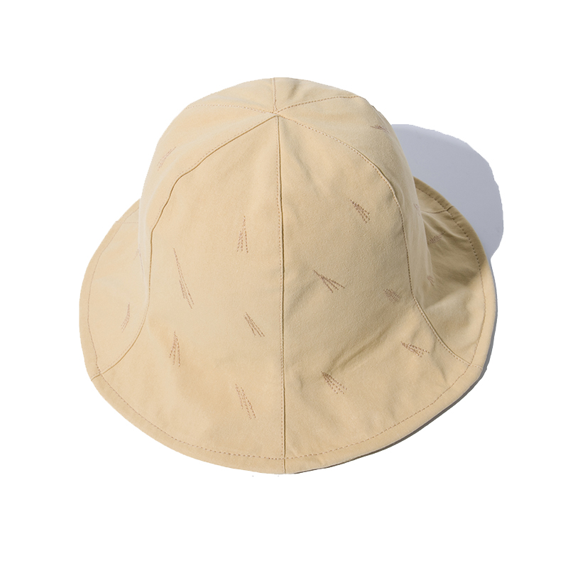 korea style linen breathe embroidery girl bucket hat 6 panel