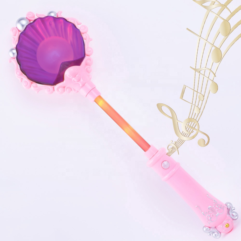 Kids Mermaid Shell Pearl Series Led Magic Wand Toy Light Up Princess Flashing Wand With Music
