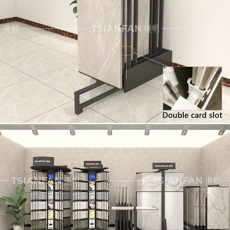 Showroom Floor Slider Marble Quartz Shelf Granite Rock Sample Stand Ceramic System White Tile Stand Push-Pull Stone Display Rack