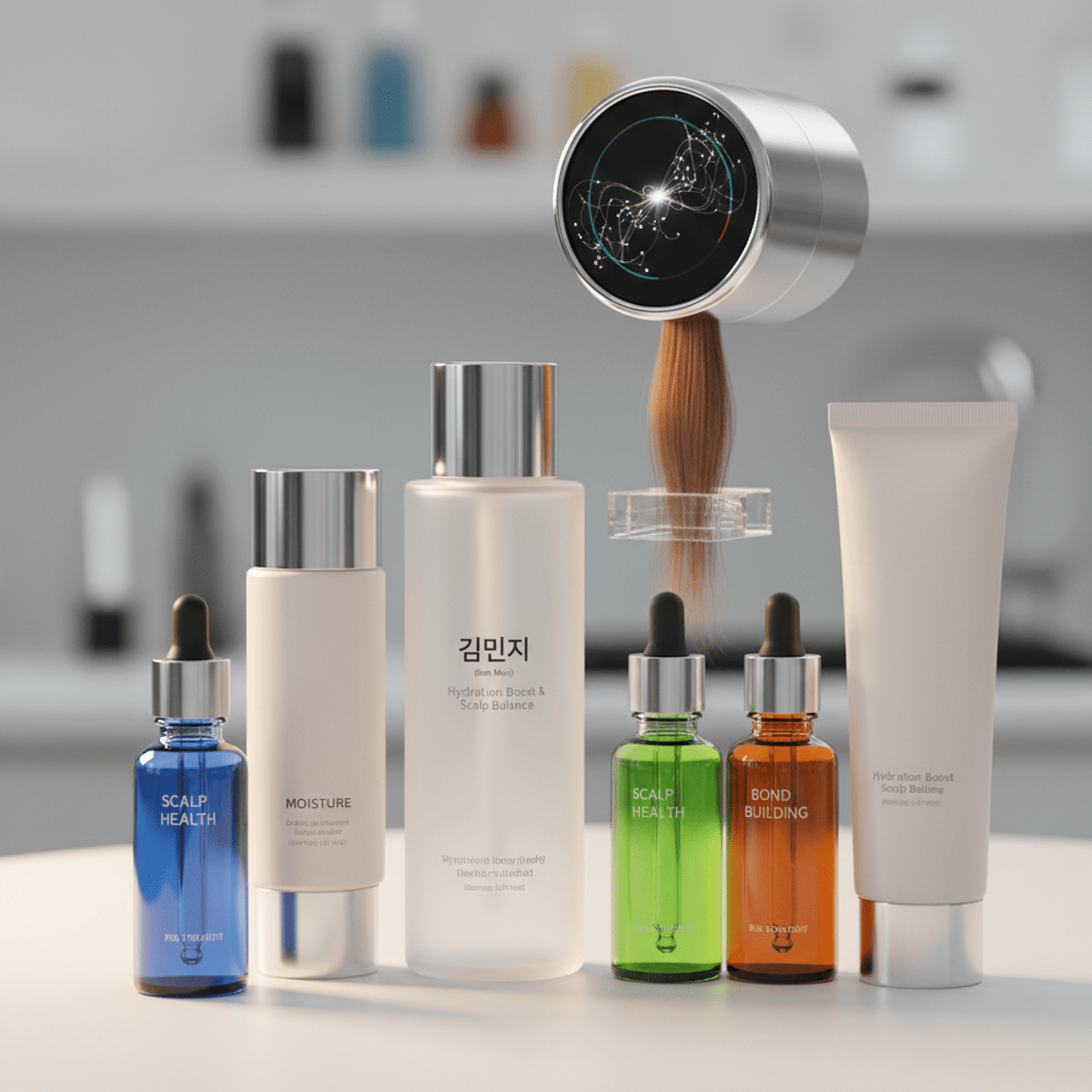 Personalized Korean hair care with AI analysis and boosters. Luxury Korean hair care personalization with AI and custom boosters.