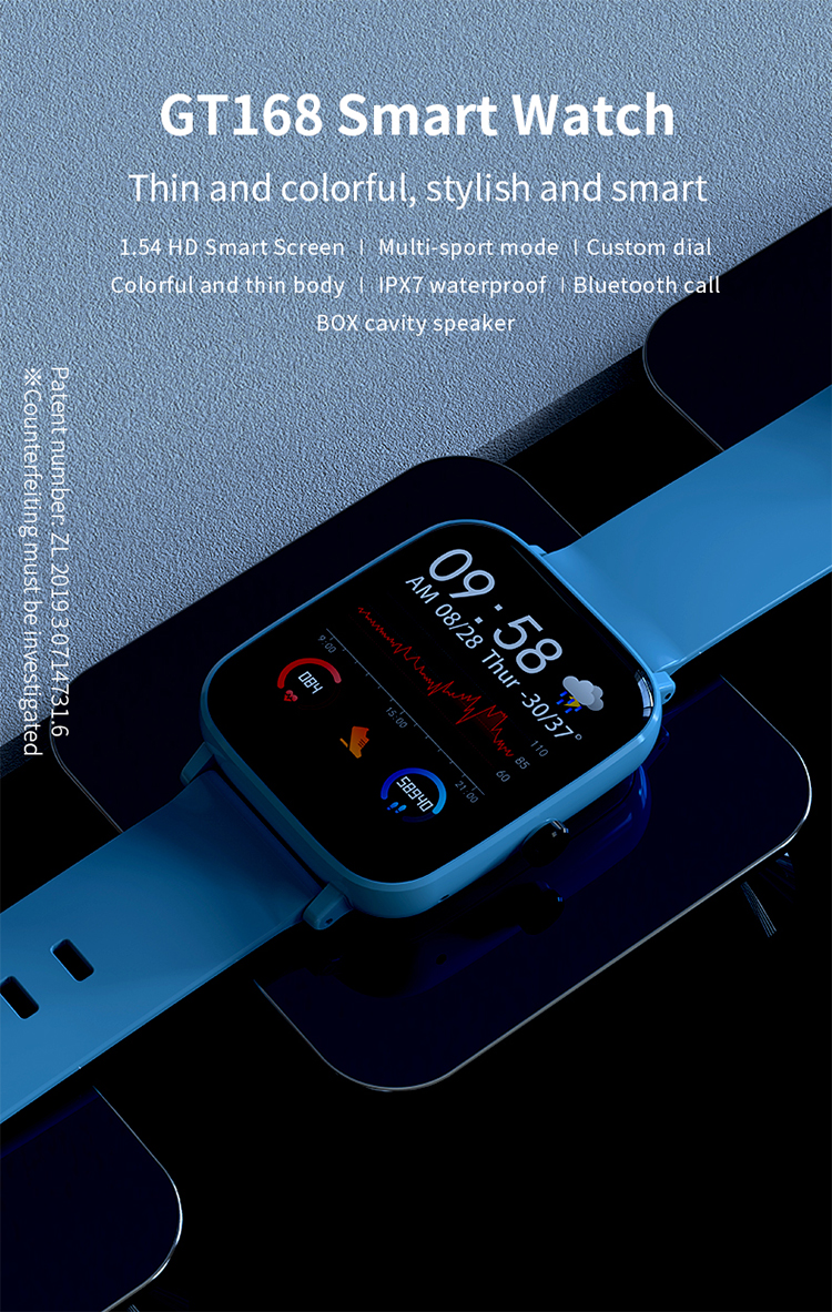 Gt168 pulseira inteligente bt, relógio inteligente, monitoramento de frequência cardíaca, pressão sanguínea, gt168 para homens