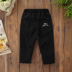 Roupas do menino das crianças calças de brim das crianças estilo Coreano carta calça casual calças de estilo ocidental preto confortável