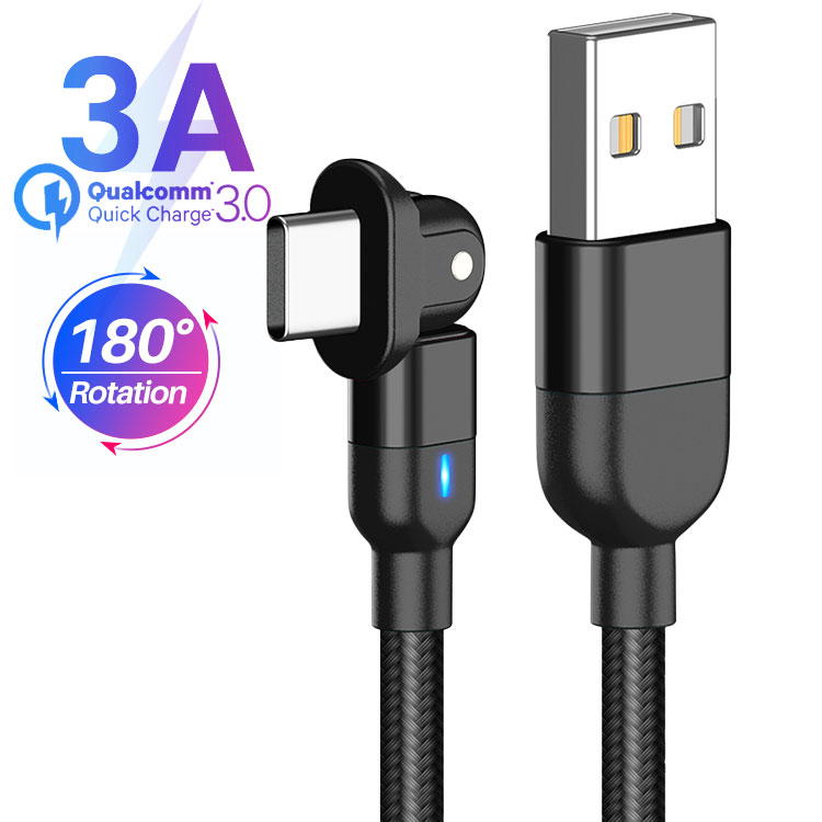 Светодиодный тканевый Плетеный 180 Вращающийся Тип C Кабо Для HUAWEI tipo C для usb ladekabel для Samsung USB C кабель для передачи данных
