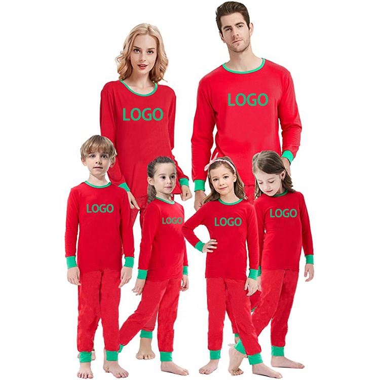 Модная дешевая семейная Рождественская Хлопковая пижама с индивидуальным логотипом для детей и взрослых