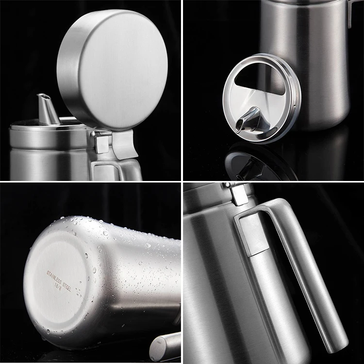 factory Stainless steel Olive Oil Can Dispenser with dust-proof lid