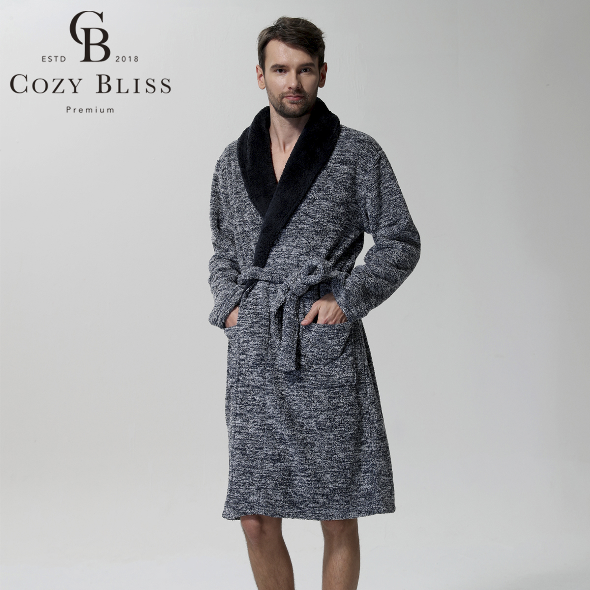 Мужское Фланелевое кимоно Cozy Bliss, плюшевые флисовые халаты, Мужская Ночная рубашка, зимний банный халат для мужчин