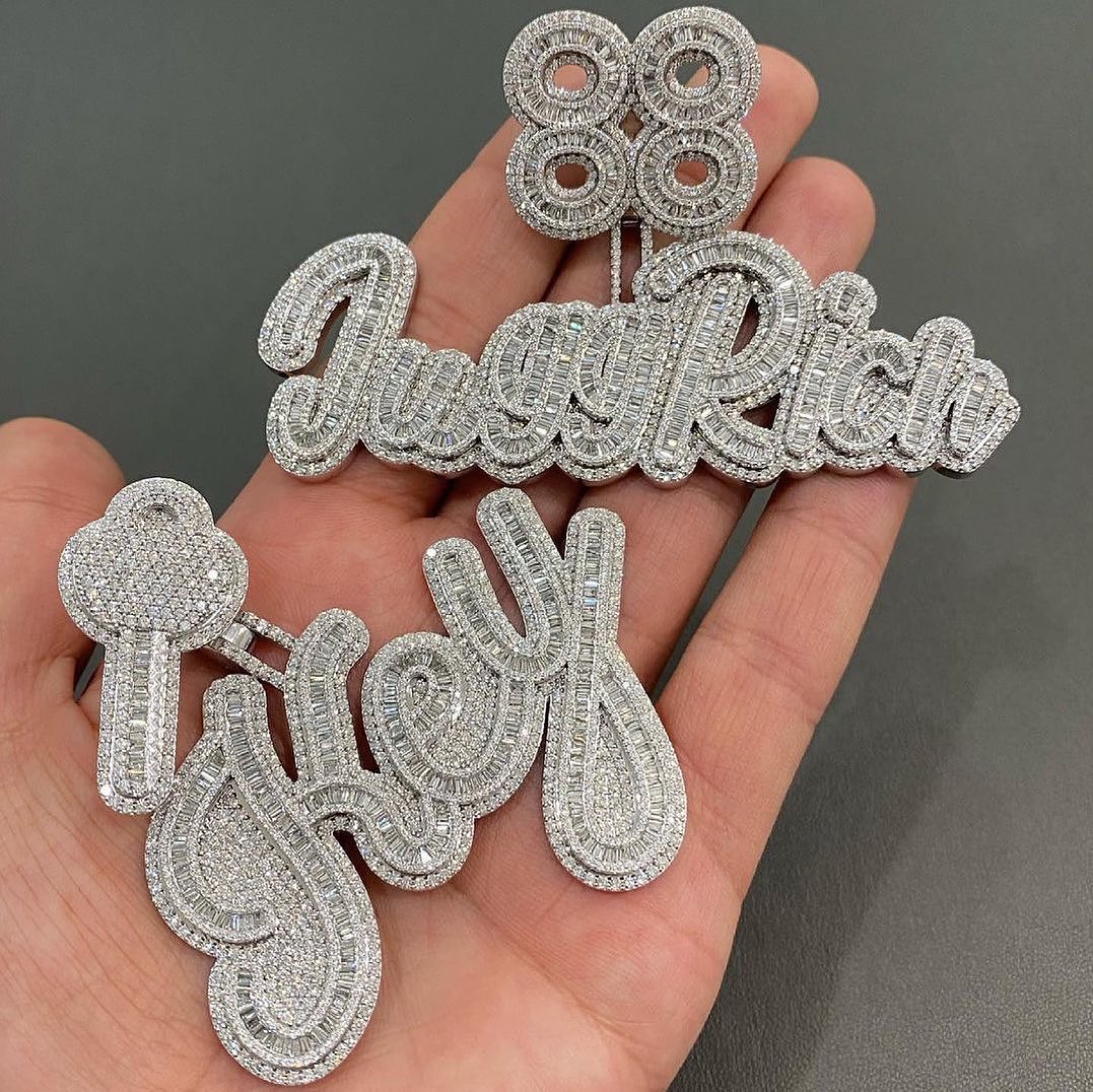 Factory Price letter Iced Out Glow In the Dark Shining Lab Diamond VVS Moissanite Custom Letter Pendant