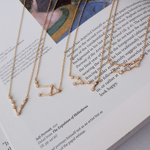 Fashion jewellery 925 sterling silver 18K gold plated Zircon zodiac necklace womens