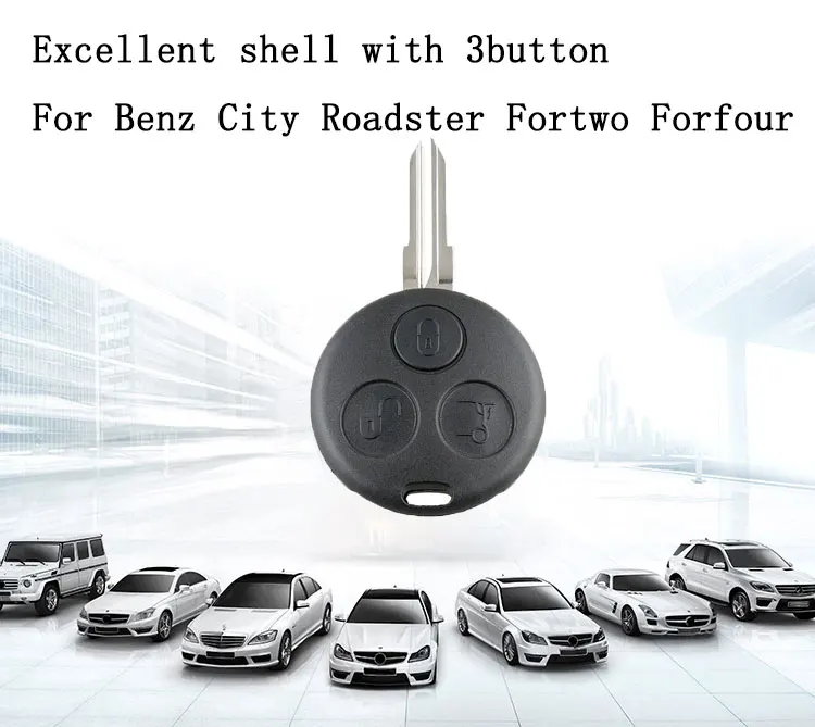 Excellent 3 Buttons Smart Remote Car Key Replacement shell cover for Smart Fortwo 450 ForFour City Coupe Roadster remote control