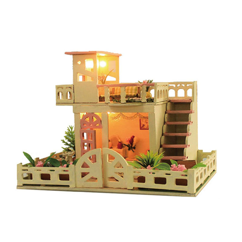 Современный 3D Деревянный кукольный домик «сделай сам» для творческого подарка на день рождения, миниатюрный дом в комплекте с подсветкой