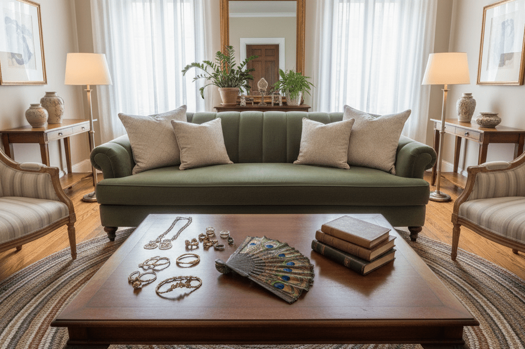 Elegantly decorated living space showcasing period-style decor under natural and ambient lighting, reflecting entertainment-driven retail demand