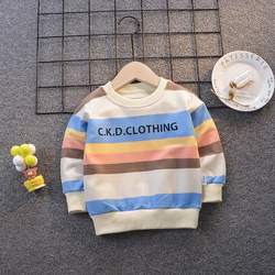 Ensolarado Bebê Meninos Blusas 2020 Primavera E No Outono Roupa Nova Cor Listrado Encabeça a Roupa Do Bebê Longo-sleeved T-shirt