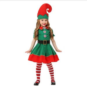 Children's Christmas Costume Green Elf cosplay parent-child Santa Claus Clothing