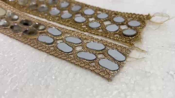 Custom Machine Made Embroidery Mirror Work Lace Border Gold Silver Crochet  Gota Trim Eco-Friendly for Saree Dress Wedding