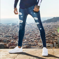 wholesale blue skinny ripped male stock trousers men fashion jeans
