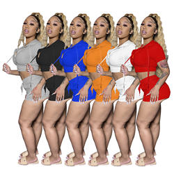 Summer sets women casual sets biker ladies short 2pc clothing two piece set women