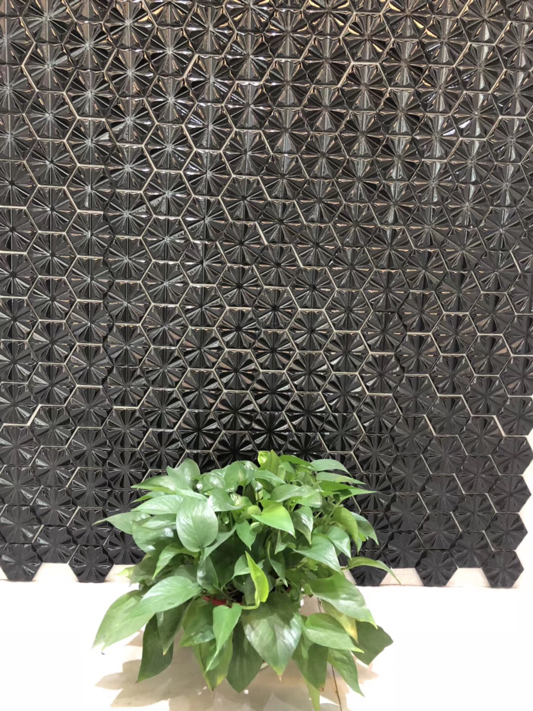 Black Hexagonal Mould Wall Decoration Ceramic Mosaics Ceramic Wall Tiles