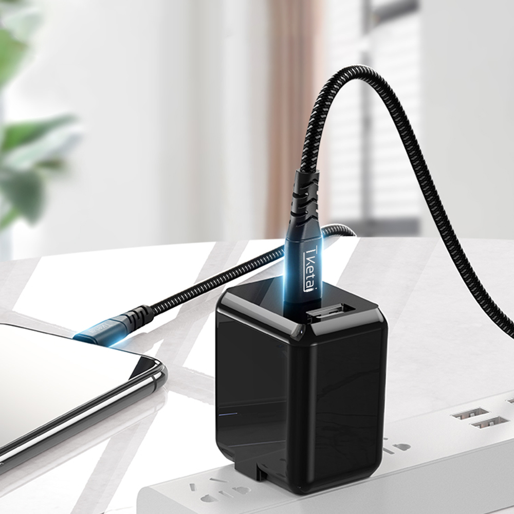 TKETAI нейлоновый Плетеный 8pin 2.4A USB кабель Lightning для передачи данных Сертифицированный MFI 3 фута/6 футов/9 футов зарядный кабель