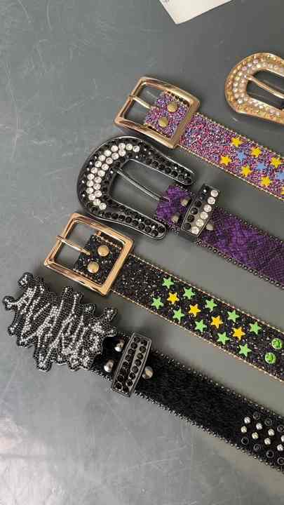Purple Bling Bling Shining Diamond Studded Belt for Jeans