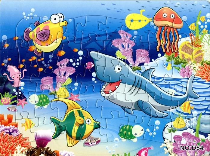 40 Pieces Paper Puzzle Diy Toys Underwater World Jigsaw Puzzle for Kids