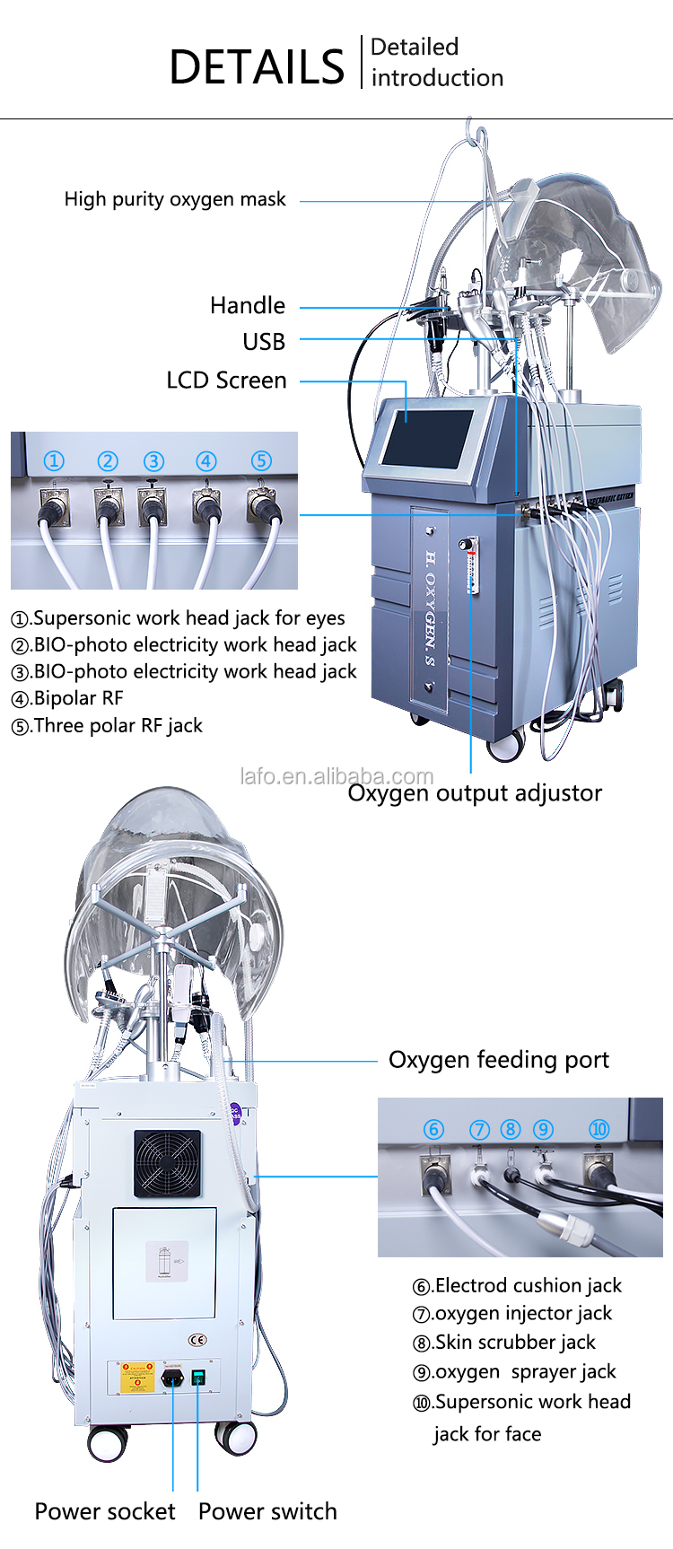 12 in 1 Beauty Spa Use Skin Rejuvenation Hyperbaric oxygen therapy facial machine CE approved LF-826B