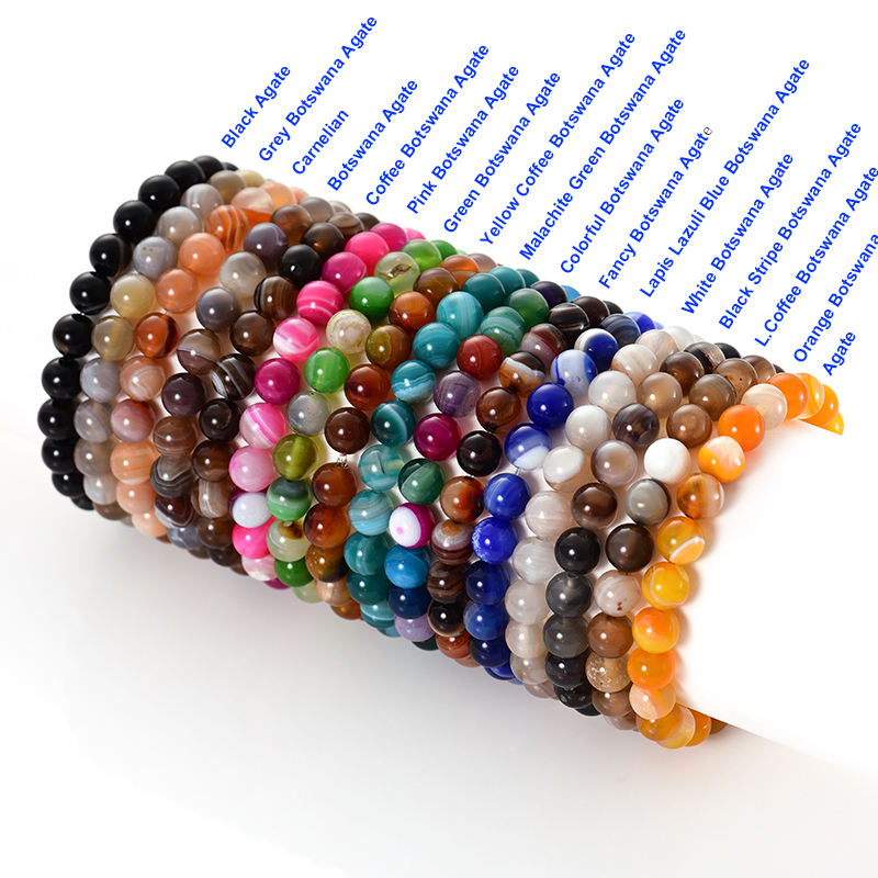 自然博茨瓦纳玛瑙宝石手镯疗愈石珠手镯女饰品pulsera mujeres