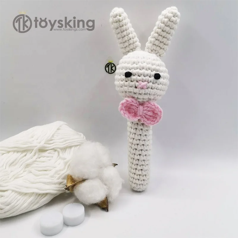 100% хлопок, ручная работа, Amigurumi, вязаный кроше, игрушки Кролик со звуком, погремушка, ручная вязка, детская игрушка со звуком