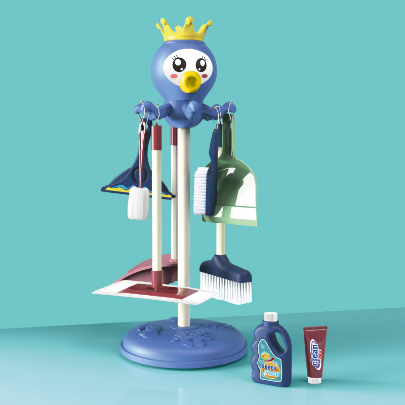 Съемная детская игрушечная тележка для уборки, ролевые игры, бытовые инструменты для уборки, в комплект входит метла, швабра, баррель, игрушки для уборки дома