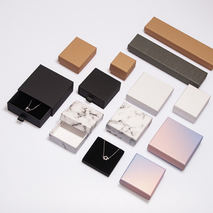 Wholesale Pink White Marble Black Lid Base Earrings Bracelet Necklace Ring Jewelry Box