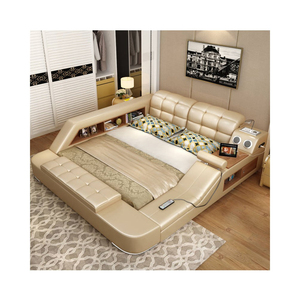 Hakiki Deri Karyola Iskeleti Yumusak Yatak Masaji Depolama Guvenli Hoparlor Led Isik Yatak Odasi Cama Muebles De Dormitorio Camas Quarto Yataklar Aliexpress