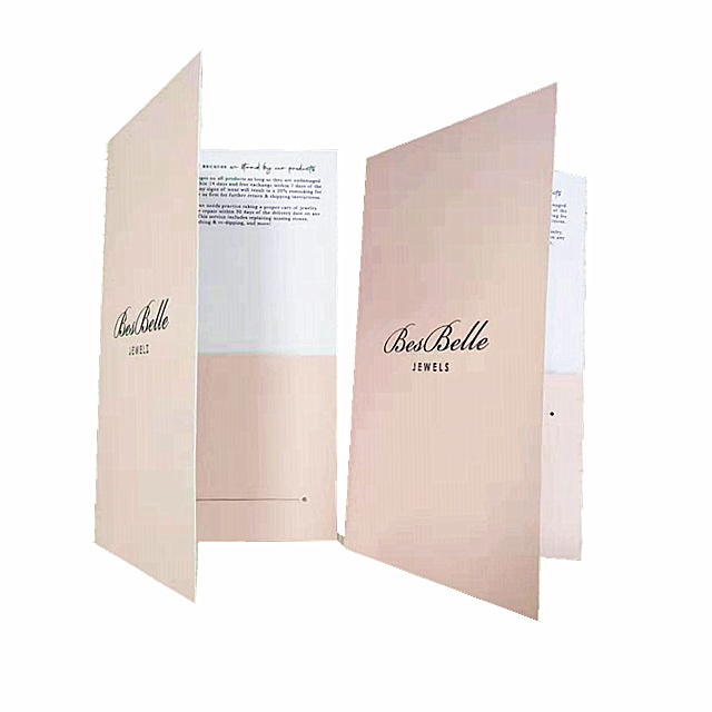 Lovely Pink Design Double Side Printing with Pocket for Small Gift Pack Custom Presentation File Foldable Envelope
