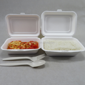 600-650ml Biodegradable Disposable Sugarcane Bagasse Lunch Box B001