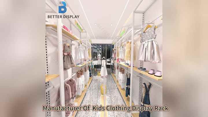 Baby Shop Interior Design Custom Durable Wooden Clothing Display
