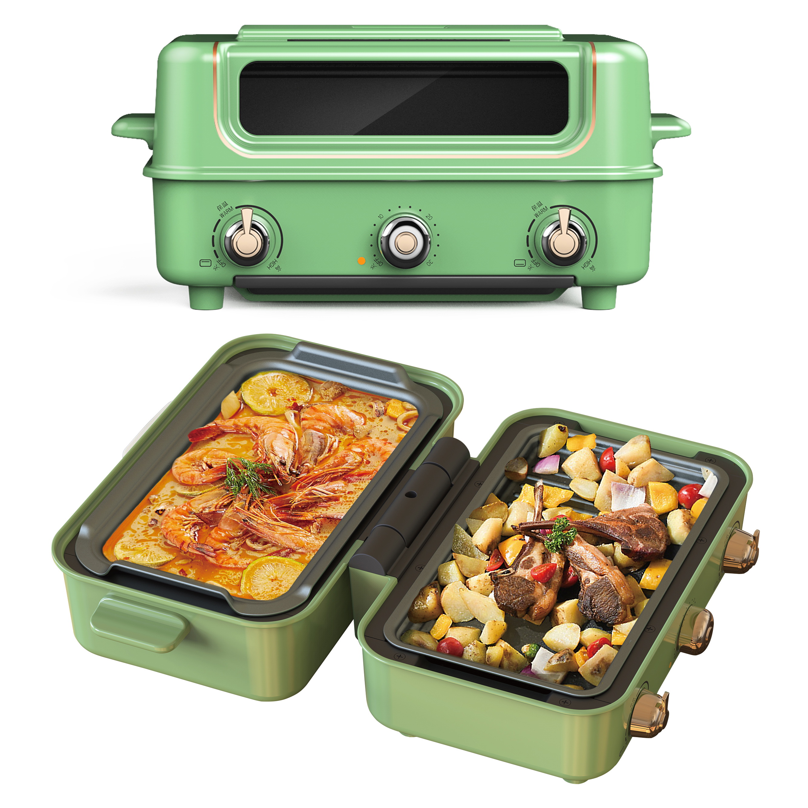 Крытый Многофункциональный горячий горшок с электрическим барбекю гриль духовка Тостер