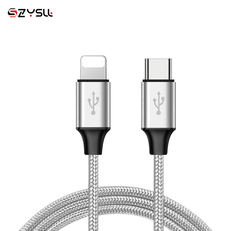 Шэньчжэнь алюминий быстрой зарядки usb кабель с нейлоновой оплеткой зарядный usb-кабель типа c USB-c к 8-контактный кабель для Iphone
