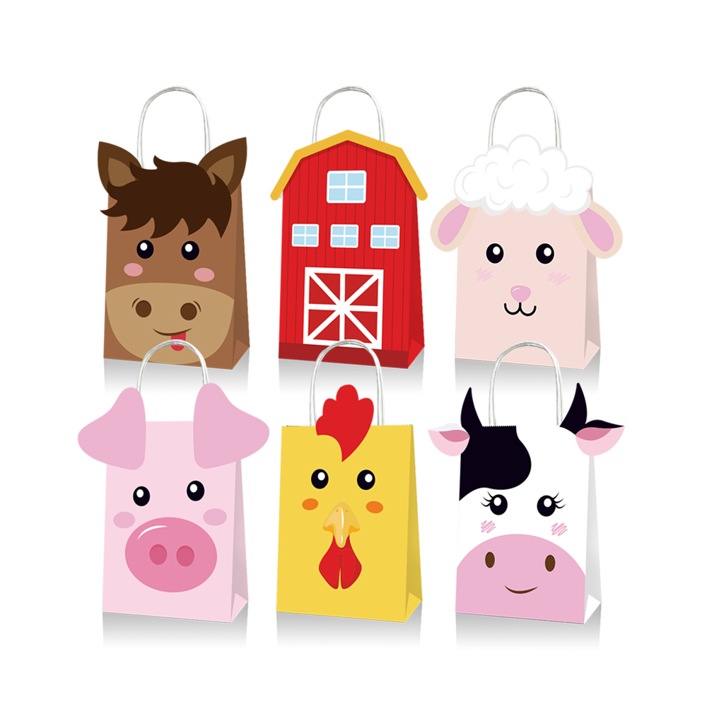Best selling farm animal saco favor de partido crianças reutilizável shopping tote bag party favors boxes babay menina