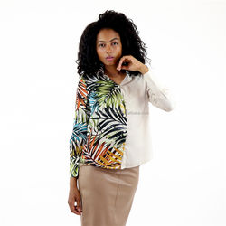 Casual personalizado longo-sleeved solto impresso personalizado camisa das senhoras