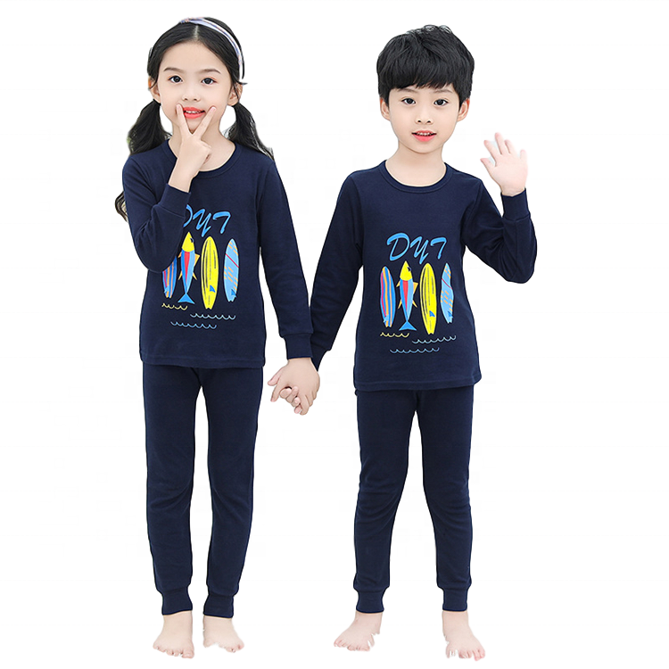 Детская осенняя Пижама с рисунком доски для серфинга, хлопковая одежда для сна для мальчиков