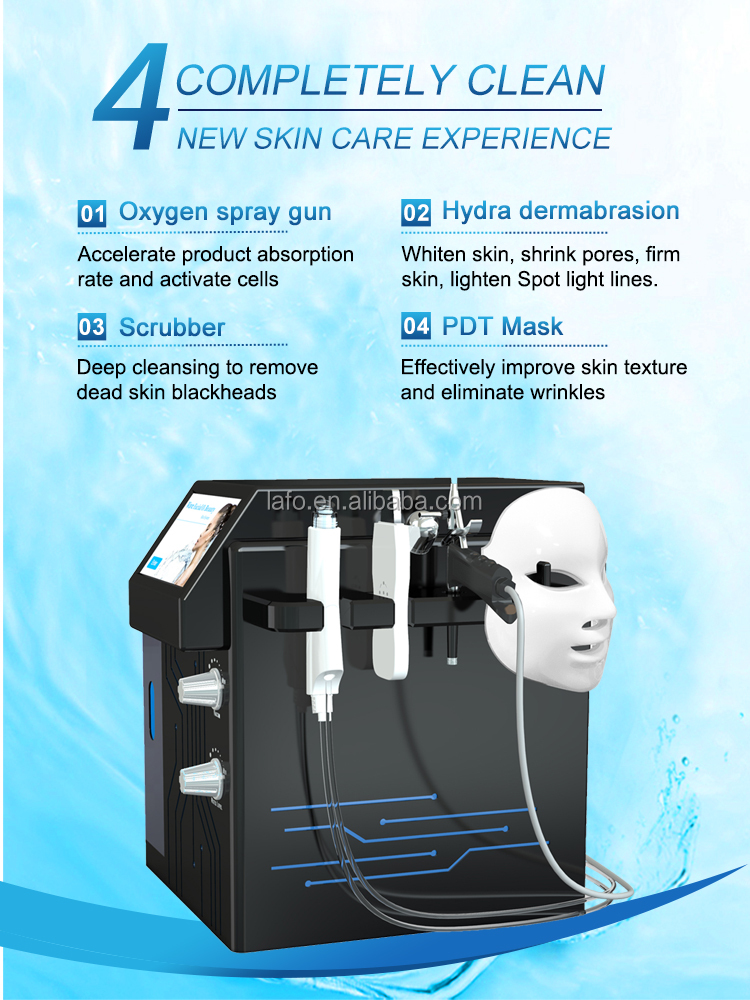 4 in 1 hydra dermabrasion oxygen jet machine facial dermabrasion machine with led mask