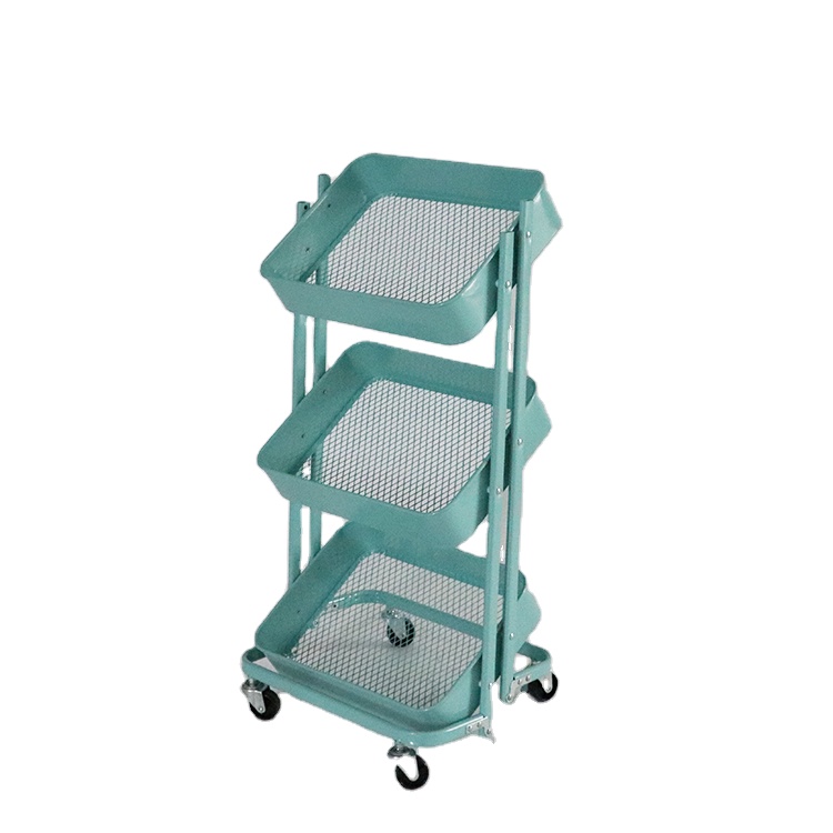 Шестиугольная ячеистая сеть нержавеющей стали 3 слоя складной тележка для хранения с ручкой