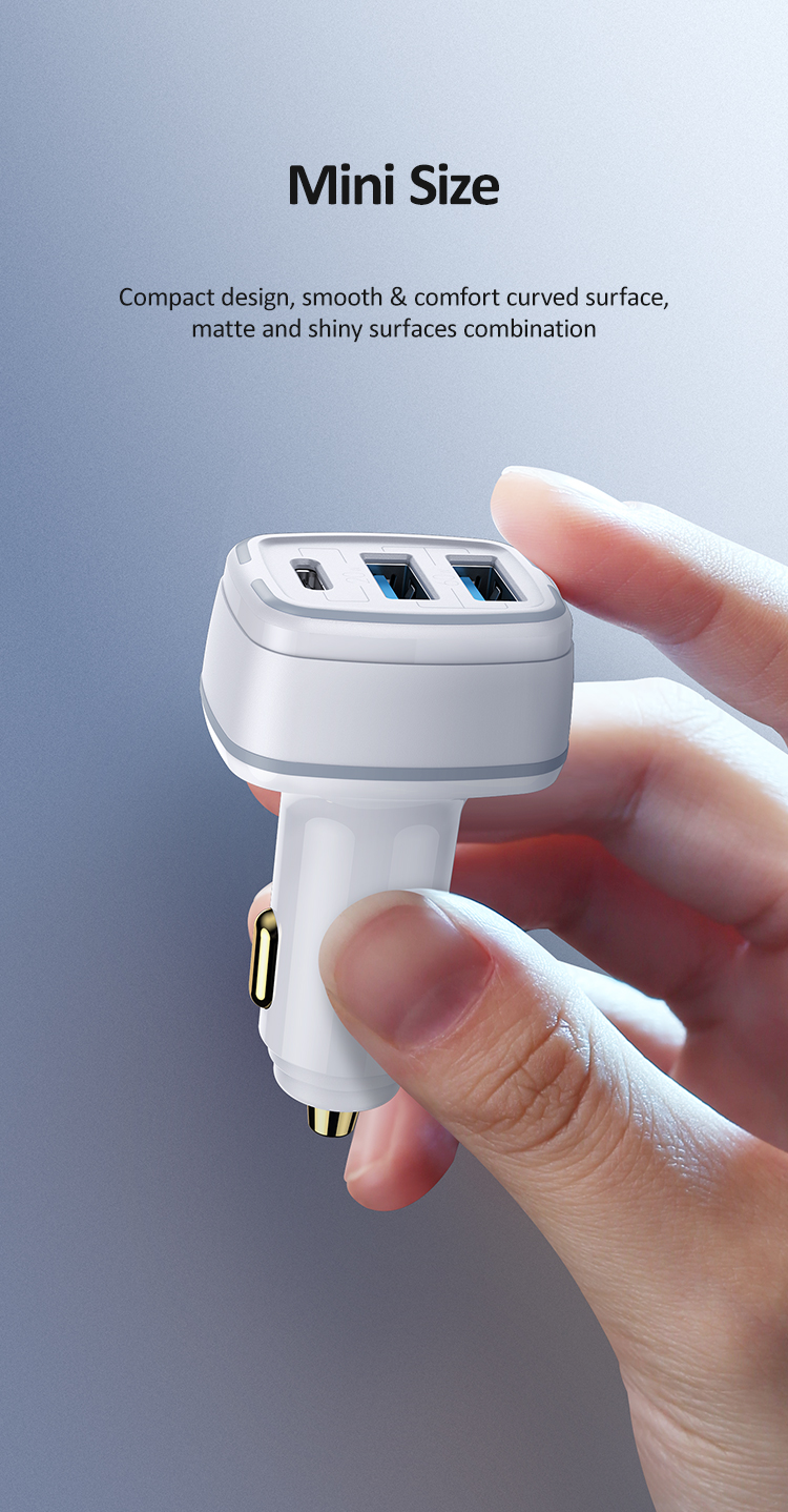 USAMS NEW 80W 3ports usb mini car charger for iphone