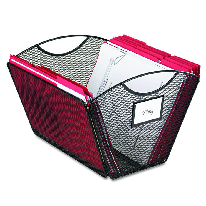 Black Metal Wire Office File Organizer Mesh Desktop Tub