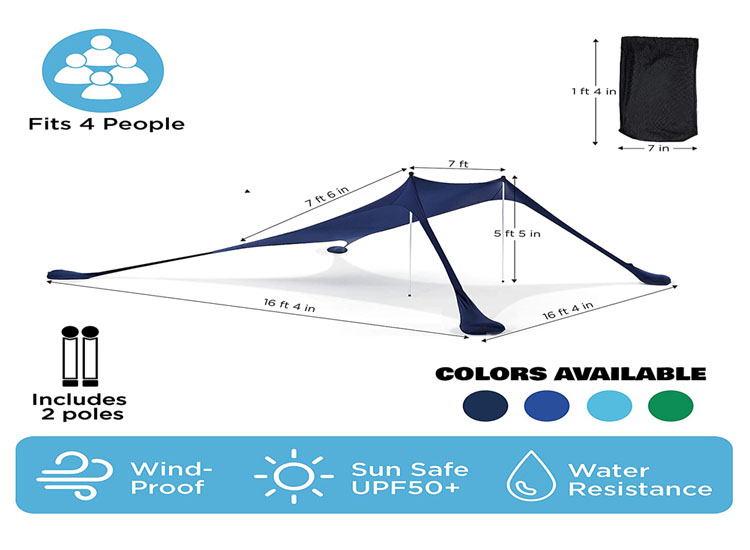 2020 New Invention PA Coated Outdoor Shade Beach Tent Sun Shelter With Sand Shovel, Portable Premium Sunshade Pop Up Beach Tent/
