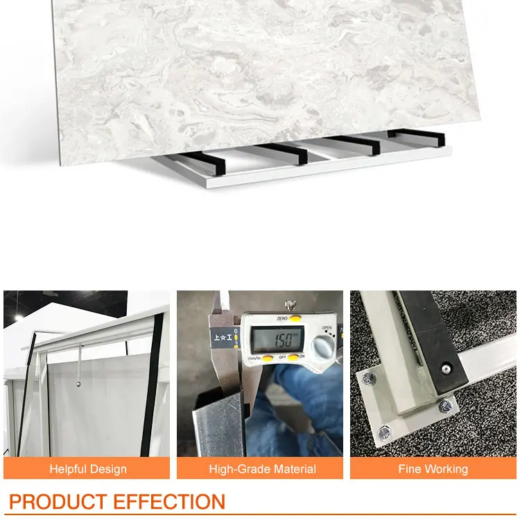 High quality floor stone slabs tile display shelf glass marble slab display stand rack towers Chinese factory