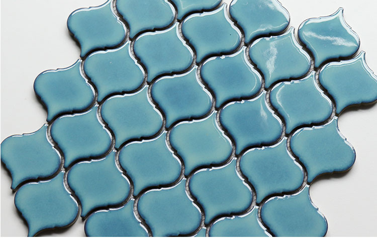 268x260mm Glossy Blue Arabesque Lantern Pattern Ceramic Kitchen Backsplash Tile