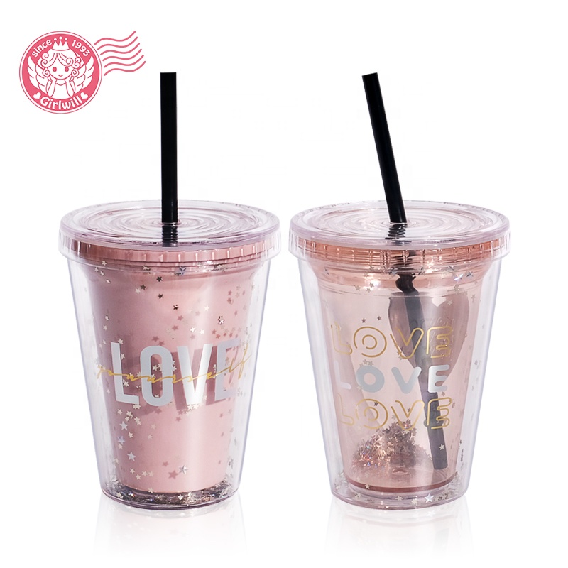 Пластиковые чашки Girlwiil с крышками и соломинкой, милые пластиковые кружки с логотипом на заказ для напитков, чая, молока, колы, оптовая продажа