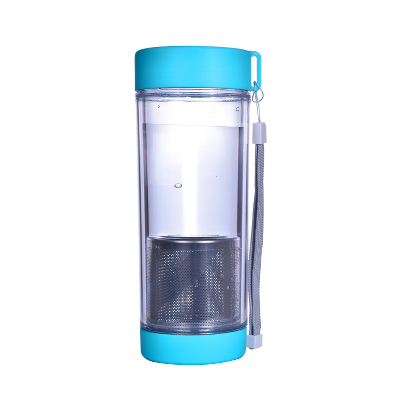 Дешевые китайские эко пластиковые двойные стенки чашки чая с ситечком чая Пользовательский логотип