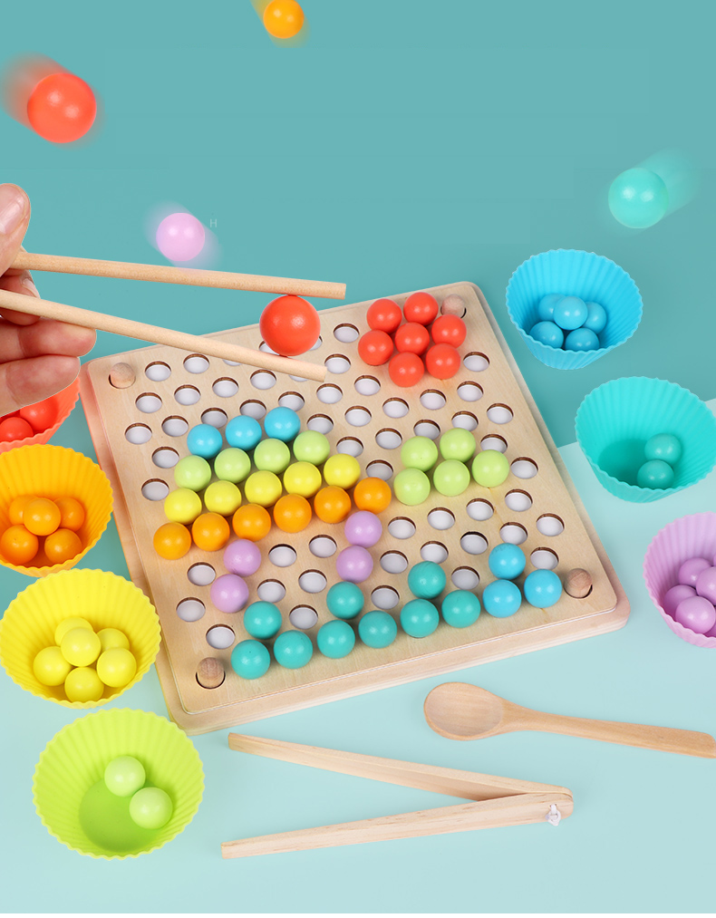 New Design Montessori Wooden Clip Beads Puzzle Board Hot Selling Colorful Kids Hand-on Skills Develop Educational Toys