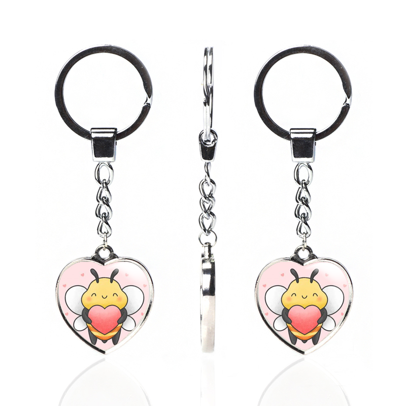 Промо сувенир Персиковое сердце на заказ изображение металлическая цепочка для ключей розовая любовь затенение хрустальные брелки