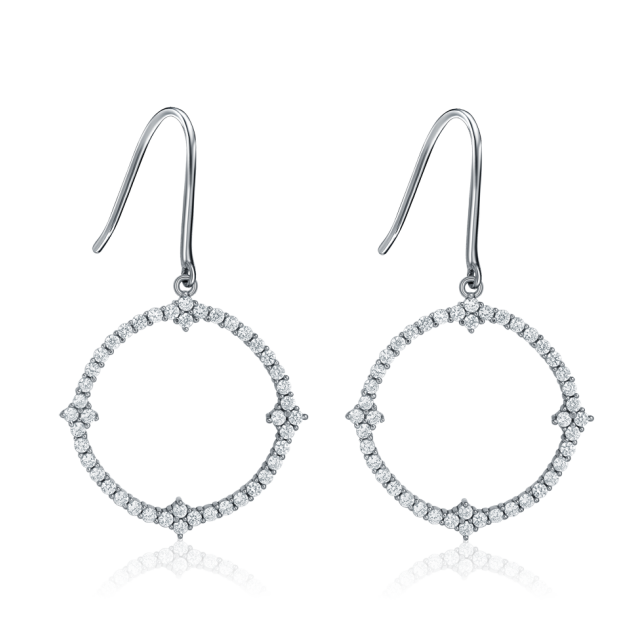 Trendy Rhodium Plated CZ Wholesale 925 Sterling Silver Fashion Cubic Zirconia Earring jewelry(图1)